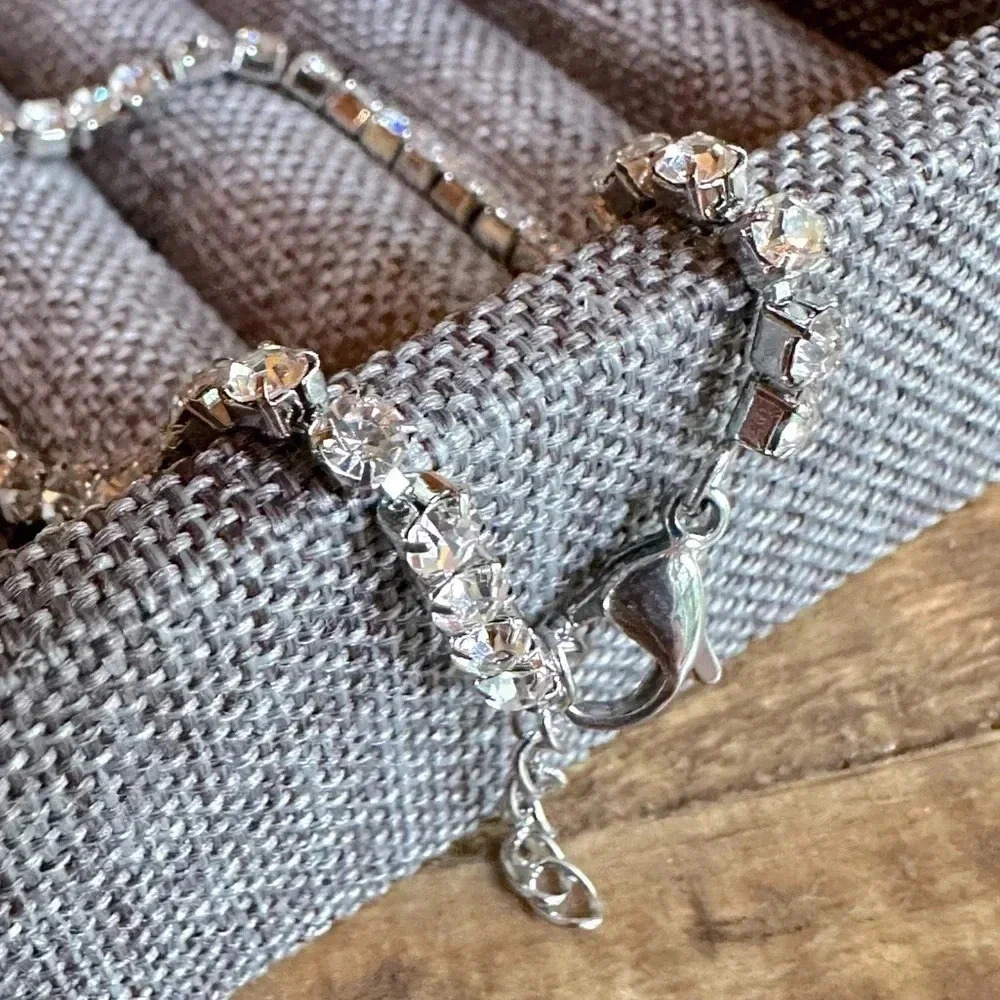 Waterproof Clear CZ Stainless Steel Tennis Bracelet April Birthstone - Picture 3 of 4
